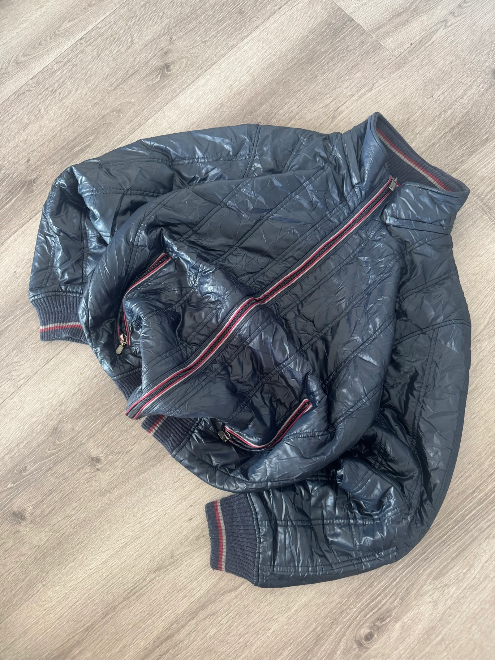Converse All Star Navy Puffer Jacket Quilted Bomber Winter Vintage Y2K LL – photo 3